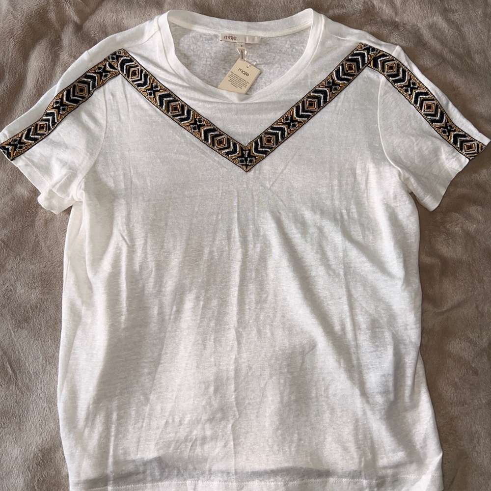 NWT Maje Paris beaded T shirt size 3